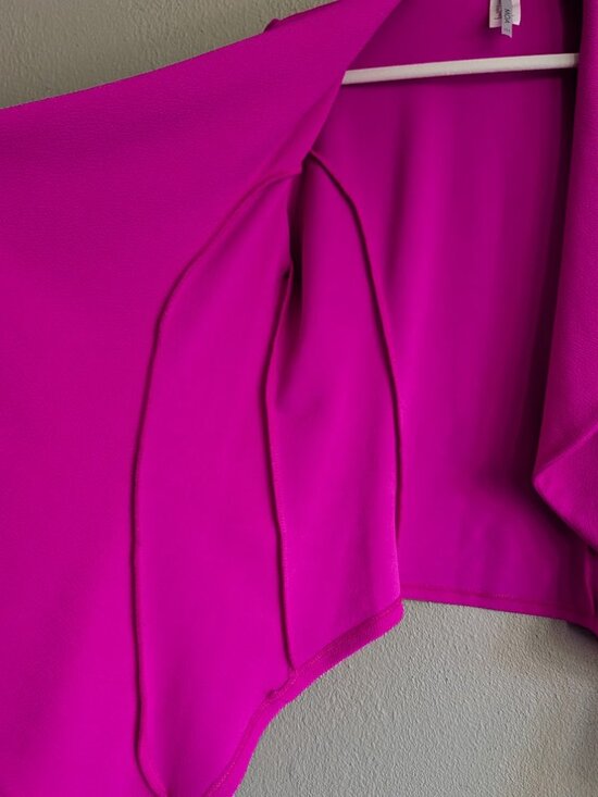 MOA USA | Vibrant Magenta Drape Front Blazer | Size L - Picture 3 of 6
